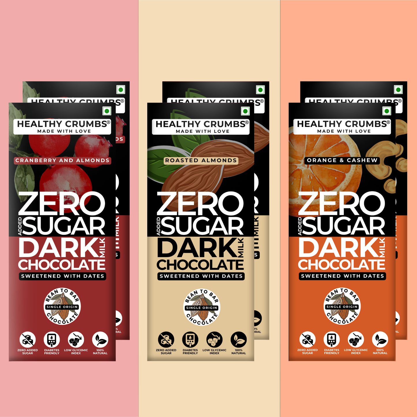 Zero Added Sugar Dark Chocolate 35g [Assorted - Pack of 6]